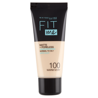Maybelline New York Fondotinta Fit Me Matte&amp;Poreless, Finish Opacizzante, 100 Warm Ivory (25558873)