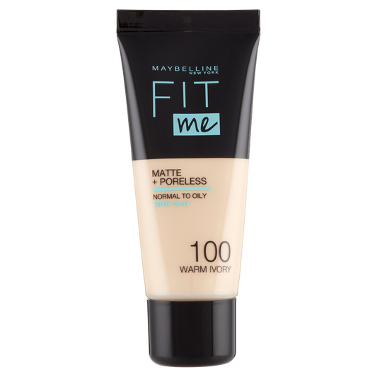 Maybelline New York Fondotinta Fit Me Matte&amp;Poreless, Finish Opacizzante, 100 Warm Ivory (25558873)