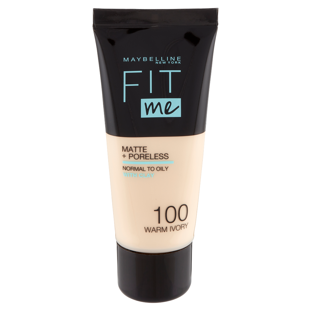 Maybelline New York Fondotinta Fit Me Matte&amp;Poreless, Finish Opacizzante, 100 Warm Ivory (25558874)