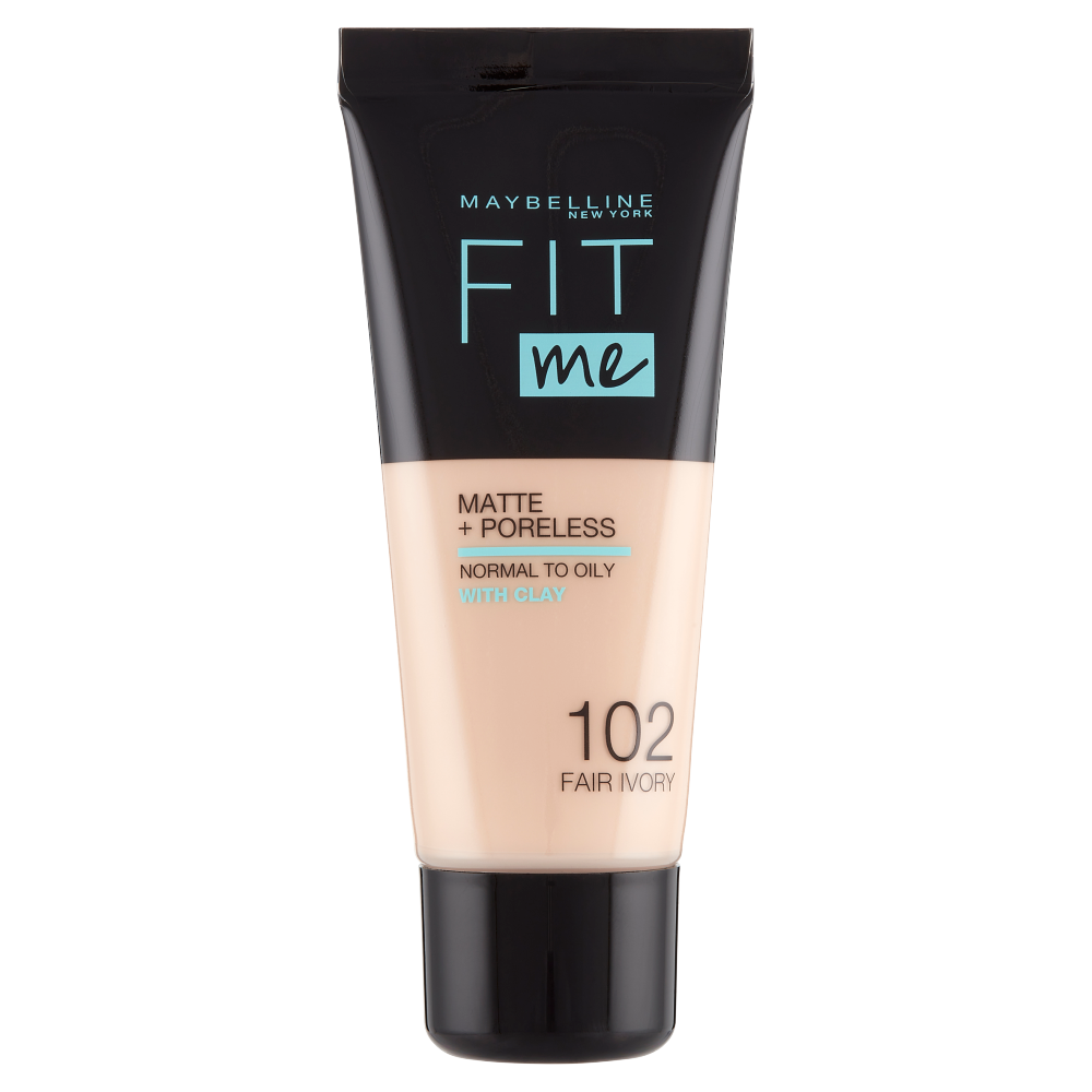 Maybelline New York Fondotinta Fit Me Matte&amp;Poreless, Finish Opacizzante, 102 Fair Ivory (25558879)