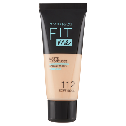 Maybelline New York Fondotinta Coprente Opacizzante Fit Me Matte &amp; Poreless, 112 Soft Beige (25558776)