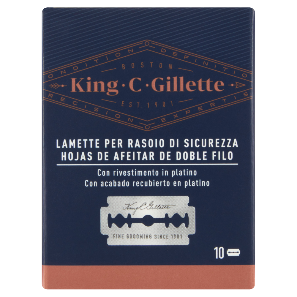 King C. Gillette Lame di Ricambio per Rasoio di Sicurezza da Uomo 10 Ricariche (25531470)