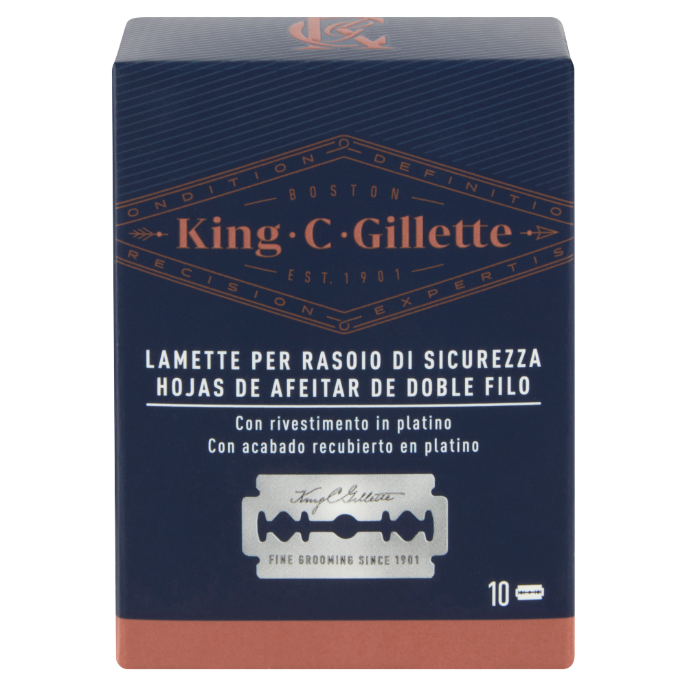 King C. Gillette Lame di Ricambio per Rasoio di Sicurezza da Uomo 10 Ricariche (25531471)