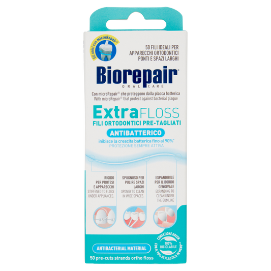 Biorepair ExtraFloss Fili Ortodontici Pre-Tagliati Antibatterico 50 pz (25520713)